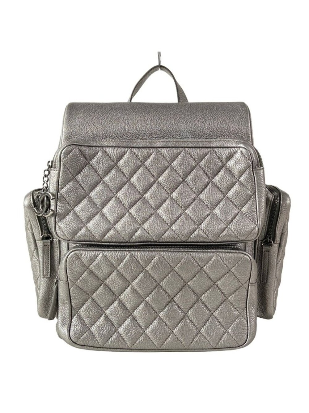 Chanel Backpack Quilted Silver Gunmetal